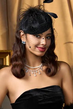 BABEYOND Fascinators<Vintage Feather Veil Fascinator