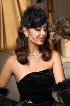 BABEYOND Fascinators<Vintage Feather Veil Fascinator