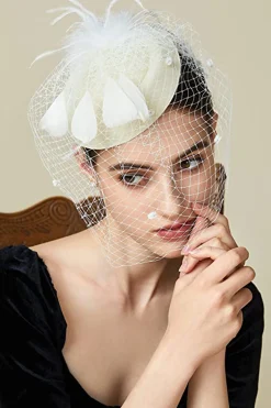 BABEYOND Fascinators<Vintage Feather Veil Fascinator