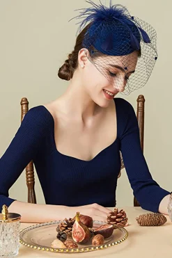BABEYOND Fascinators<Vintage Feather Veil Fascinator
