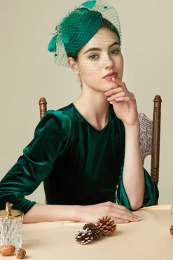 BABEYOND Fascinators<Vintage Feather Veil Pillbox Fascinator