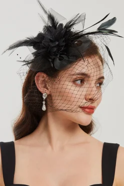 BABEYOND Fascinators<Vintage Feathers Floral Veil Fascinator