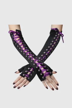 BABEYOND Gloves<14.56" Vintage Lace Up Fingerless Gloves