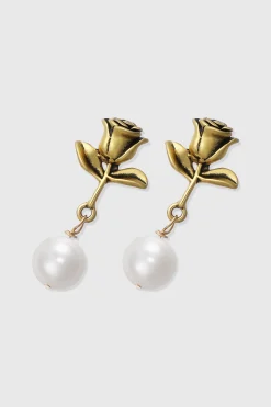 BABEYOND Earrings | Vintage<Vintage Rose Pearl Drop Earrings