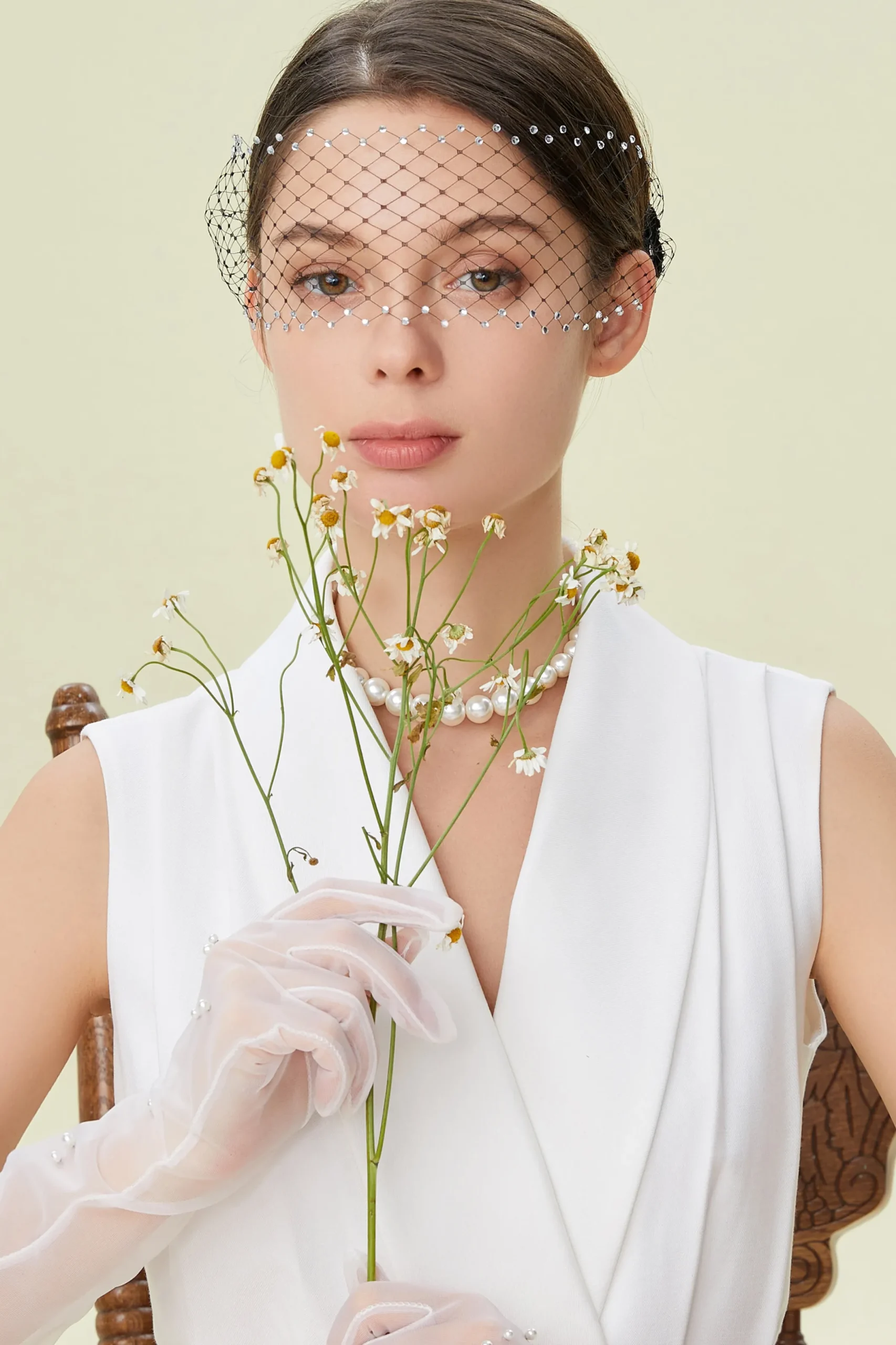 BABEYOND Fascinators<Vintage Tea Party Veil Beaded Fascinator