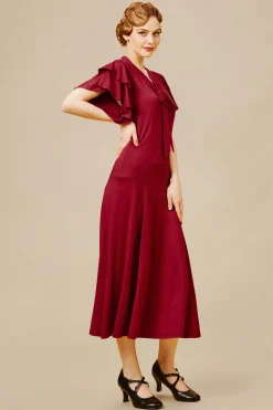 BABEYOND Flapper Dresses | Day Dresses<Vintage Tie Neck Midi Ruffle Dress