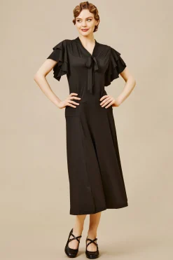 BABEYOND Flapper Dresses | Day Dresses<Vintage Tie Neck Midi Ruffle Dress