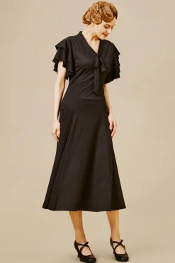 BABEYOND Flapper Dresses | Day Dresses<Vintage Tie Neck Midi Ruffle Dress