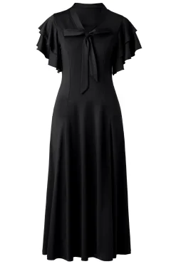 BABEYOND Flapper Dresses | Day Dresses<Vintage Tie Neck Midi Ruffle Dress