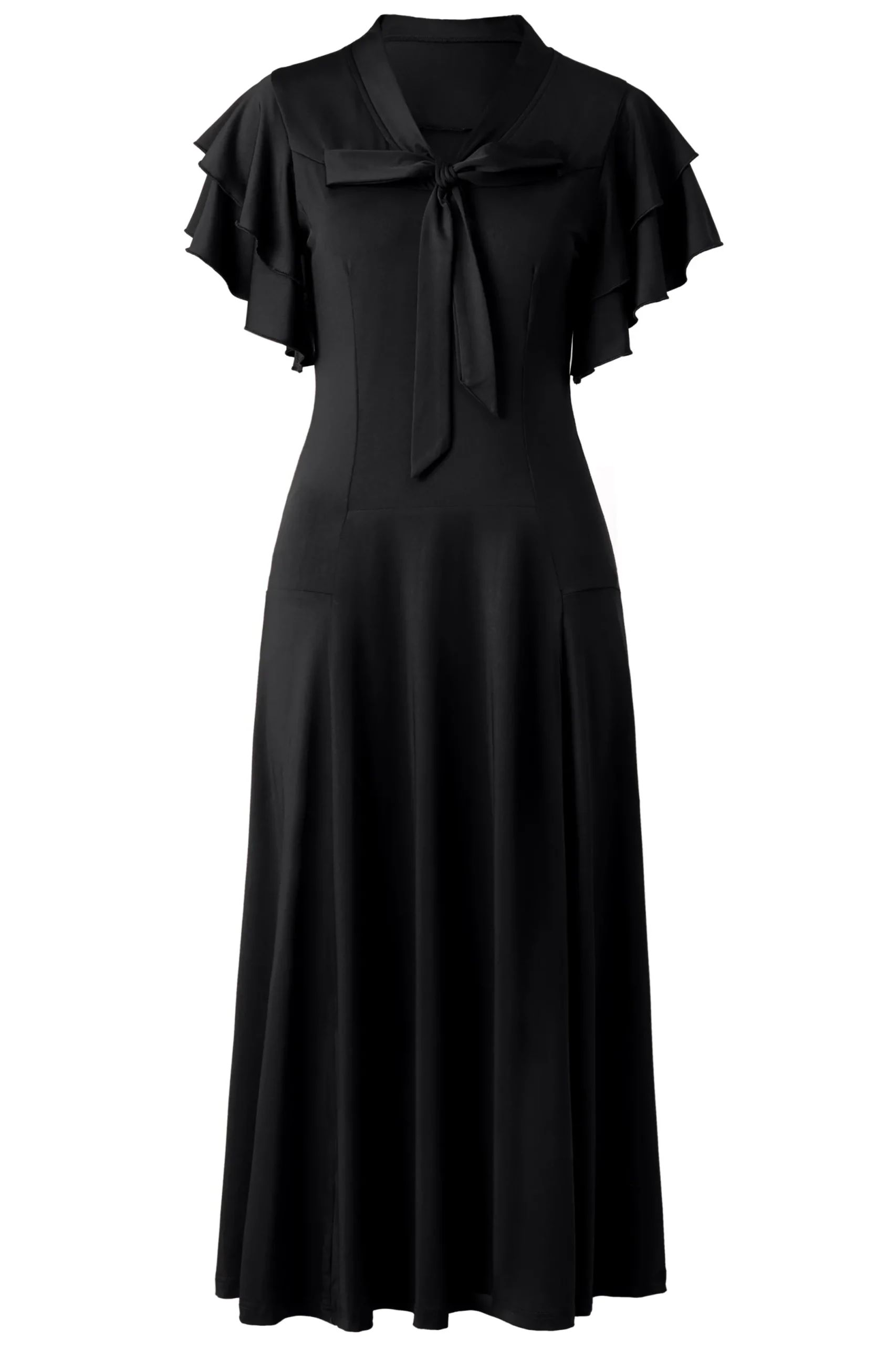 BABEYOND Flapper Dresses | Day Dresses<Vintage Tie Neck Midi Ruffle Dress