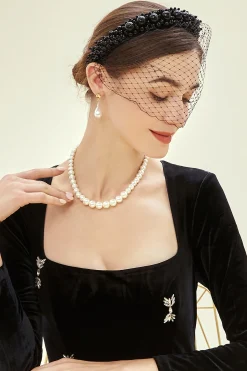 BABEYOND Fascinators<Vintage Veil Beaded Cocktail Fascinator