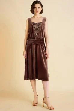 BABEYOND Velvet | Evening Dresses<Vintage Velvet Pleated Waist Belt Evening Gown