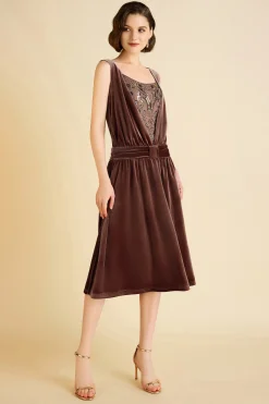 BABEYOND Velvet | Evening Dresses<Vintage Velvet Pleated Waist Belt Evening Gown