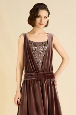 BABEYOND Velvet | Evening Dresses<Vintage Velvet Pleated Waist Belt Evening Gown