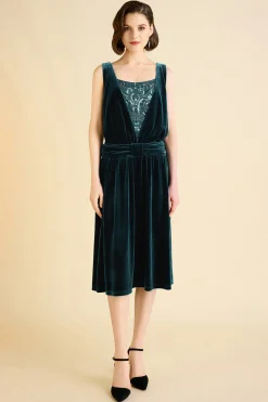 BABEYOND Velvet | Evening Dresses<Vintage Velvet Pleated Waist Belt Evening Gown