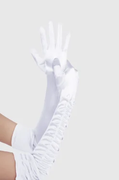 BABEYOND Gloves<20.5" Wave Pleated Satin Stretchy Gloves