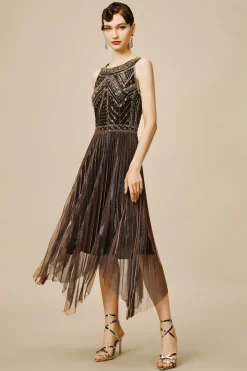 BABEYOND Flapper Dresses | Plus Size<Zouzou Metallic Beading Flapper Dress